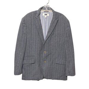 Joseph Abboud Blue/Gray Plaid Dual Vent Linen Cotton Blazer Jacket Mens Size XXL